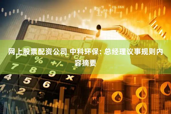 网上股票配资公司 中科环保: 总经理议事规则内容摘要
