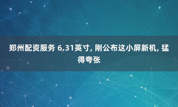 郑州配资服务 6.31英寸, 刚公布这小屏新机, 猛得夸张